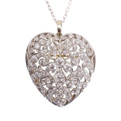 Antique Edwardian Openworked Diamond Heart Pendant