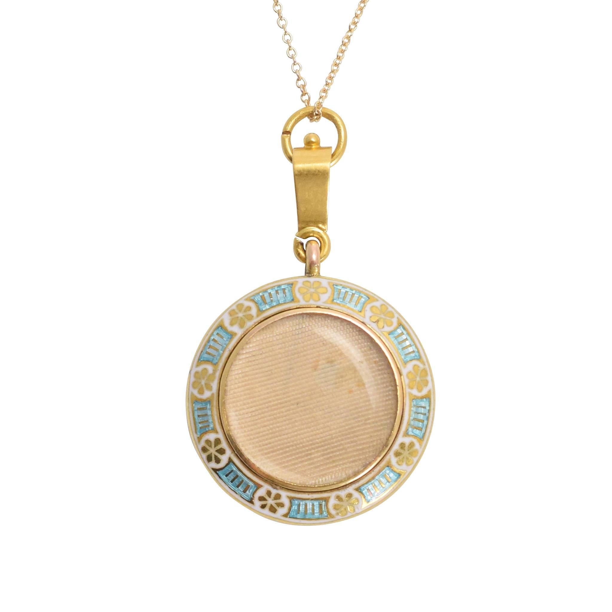 Edwardian Enamelled Round Locket by Child 
Child of London