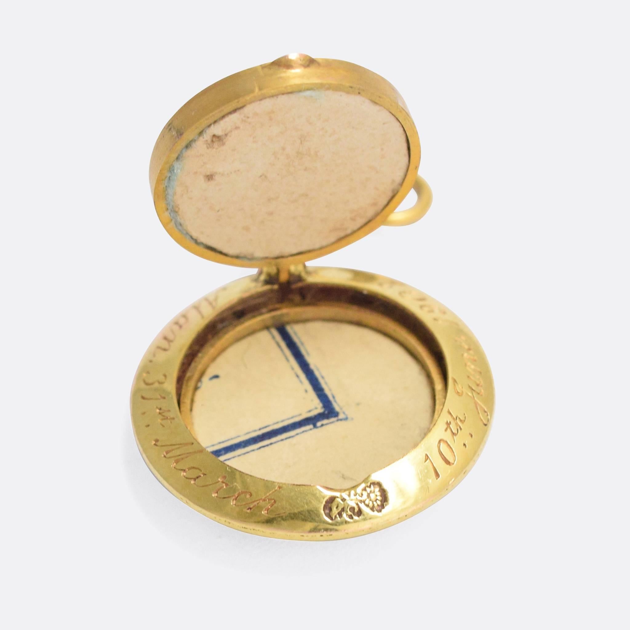 Edwardian Enamelled Round Locket by Child & Child of London In Excellent Condition In Sale, Cheshire