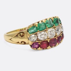 Victorian Ruby Diamond Emerald Tricolor Ring