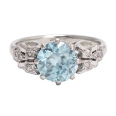 1930s Art Deco Blue Zircon Solitaire Ring