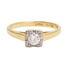 Antique Art Deco Square Set Diamond Solitaire Ring