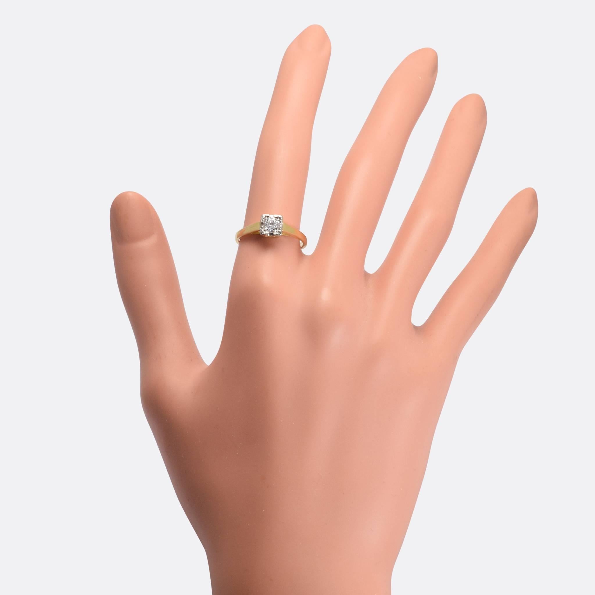 Women's Art Deco Square Set Diamond Solitaire Ring