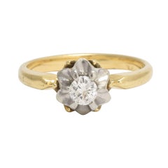 Antique Art Deco Scallop-Set Diamond Solaitire Ring