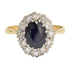 Edwardian Deep Blue Sapphire 
Diamond Ring