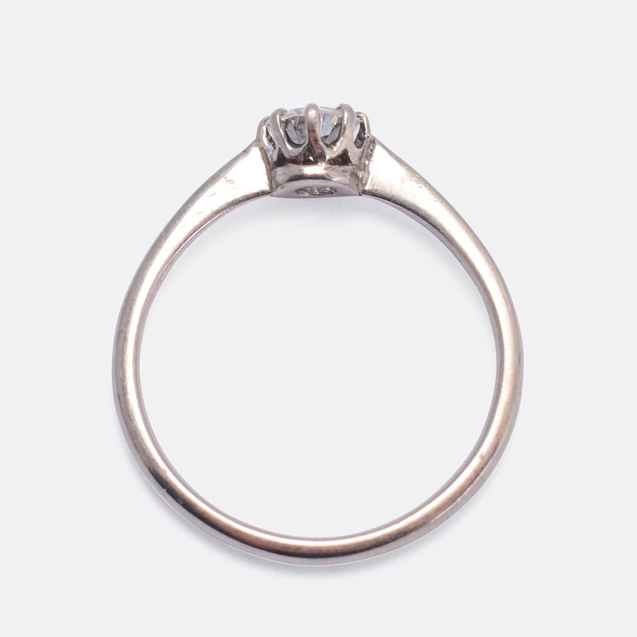 Round Cut 1920s Transitional Cut Diamond Solitaire Ring
