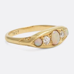 Victorian Opal Diamond Five-Stone Ring