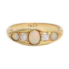 Victorian Opal Diamond Five-Stone Ring