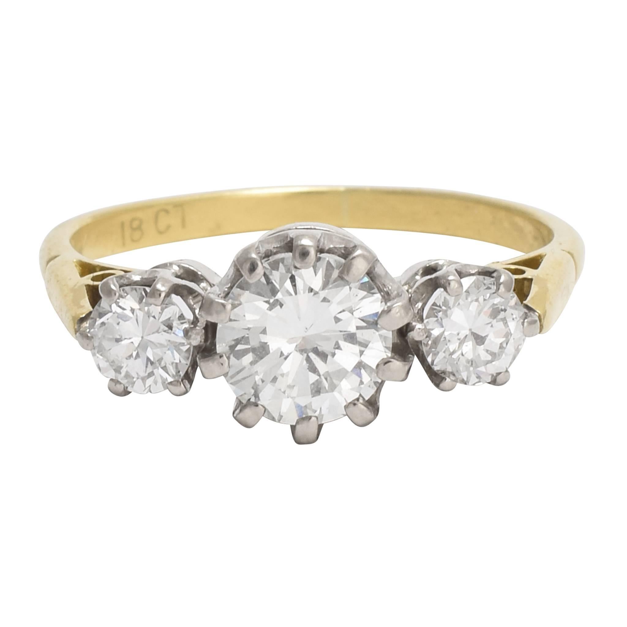 Art Deco 1.5 Carat Diamond Trilogy Ring