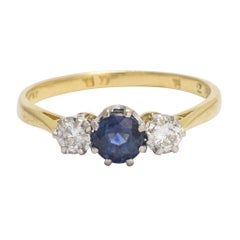 Antique Edwardian Blue Sapphire Diamond Trilogy Ring