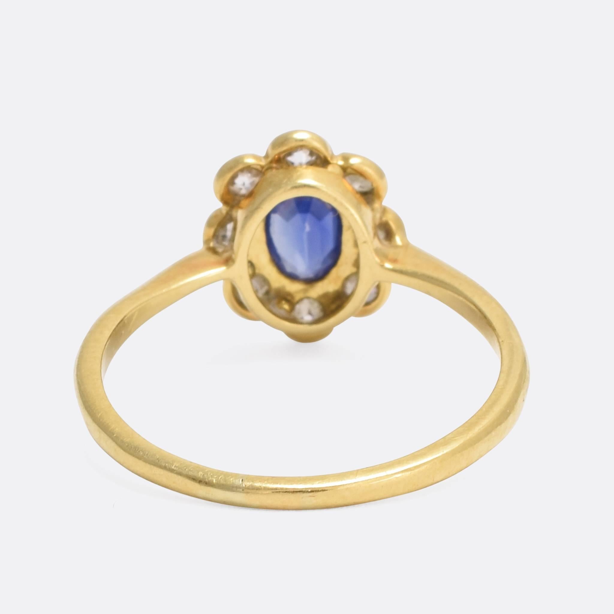 vintage sapphire and diamond flower ring
