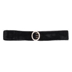 Antique Edwardian Black Velvet Collar with Diamond Buckle