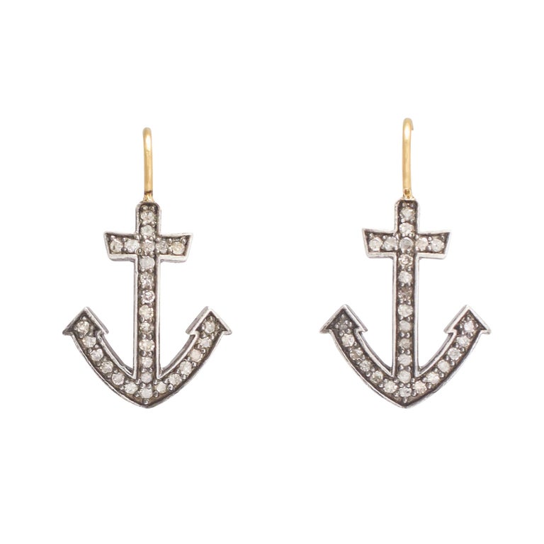Antique Victorian Diamond Anchor Earrings At 1stdibs Antique Victorian Diamond Anchor Earrings For