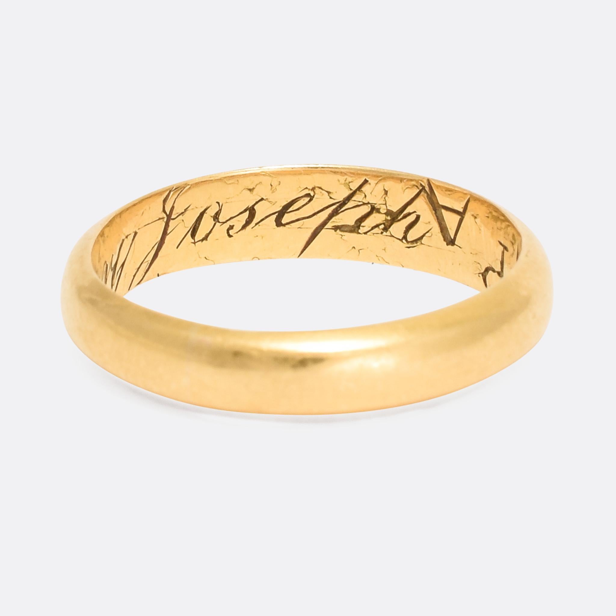 A fine example of a Roman Catholic Nun's wedding ring bearing the inscription to the inner band: 