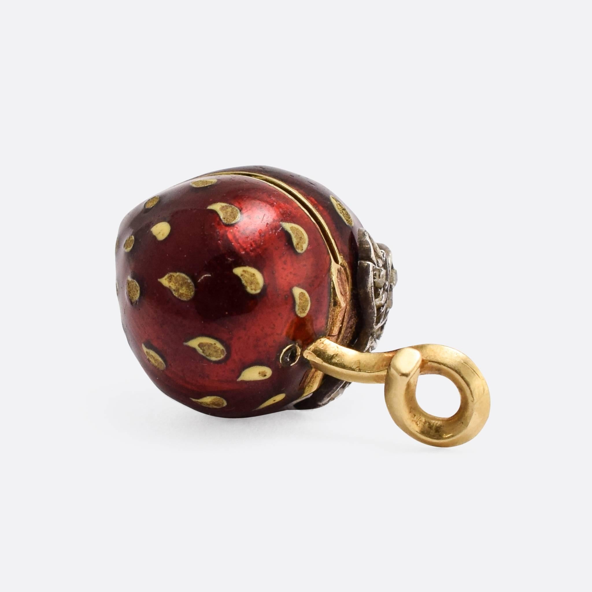 Women's French Antique Diamond Strawberry Locket For Sale