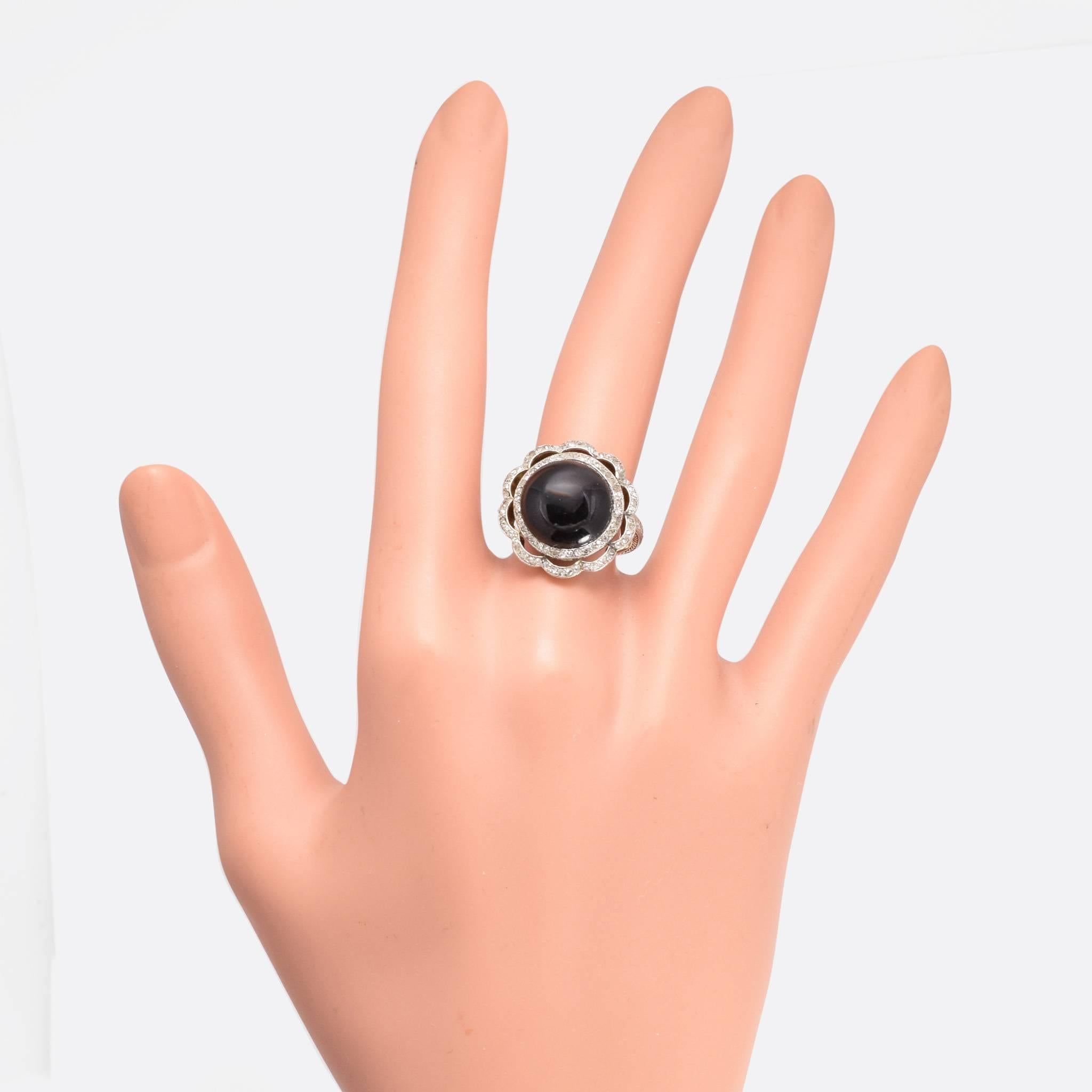 French Onyx Diamond Ring 1