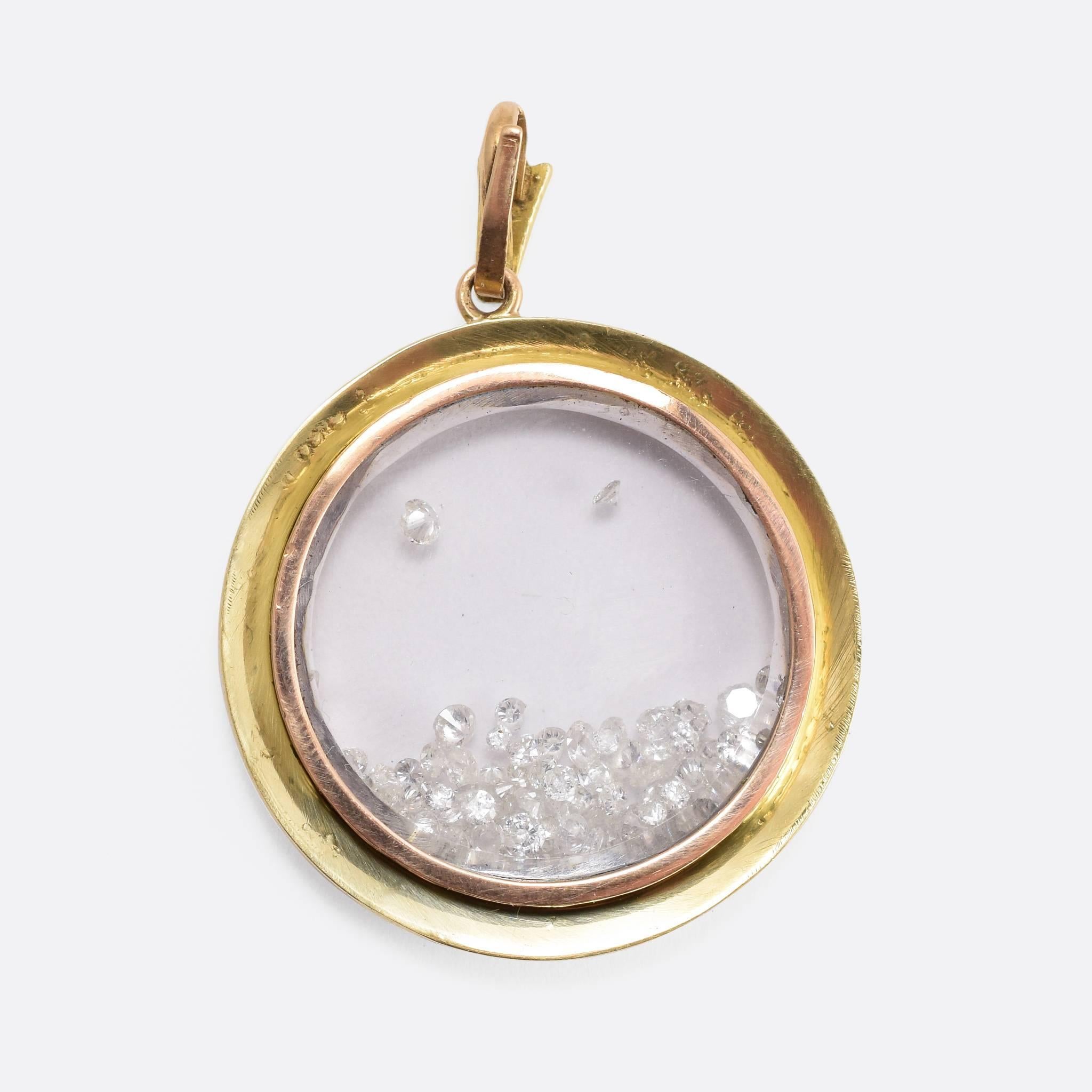 Antique Victorian Pearl Diamond Gold Shaker Locket In Excellent Condition In Sale, Cheshire