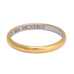 Edwardian "Sincerity" 22 Karat Gold Platinum Wedding Band