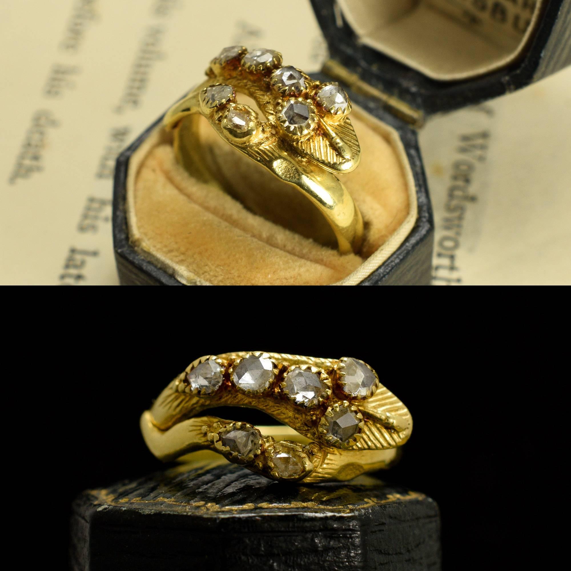 18th Century Georgian Rose Cut Diamond Snake Ring For Sale 3