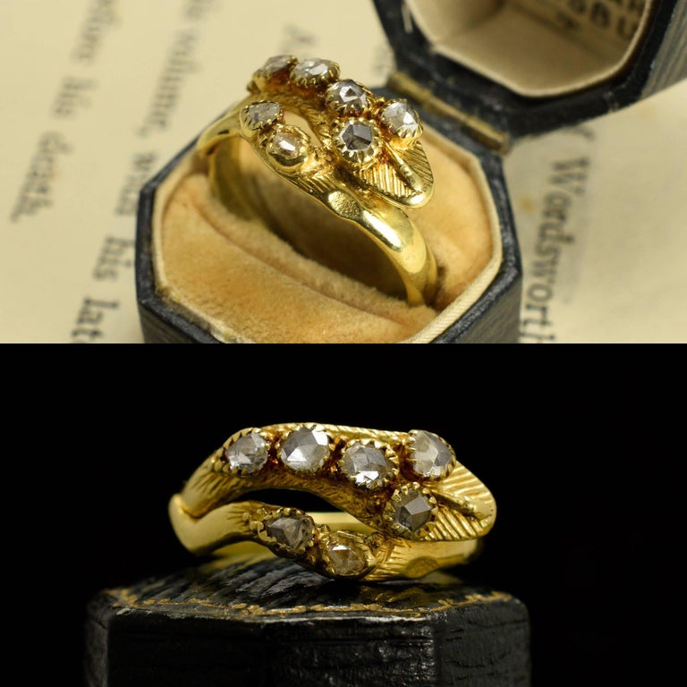 18th Century Georgian Rose Cut Diamond Snake Ring For Sale at 1stDibs