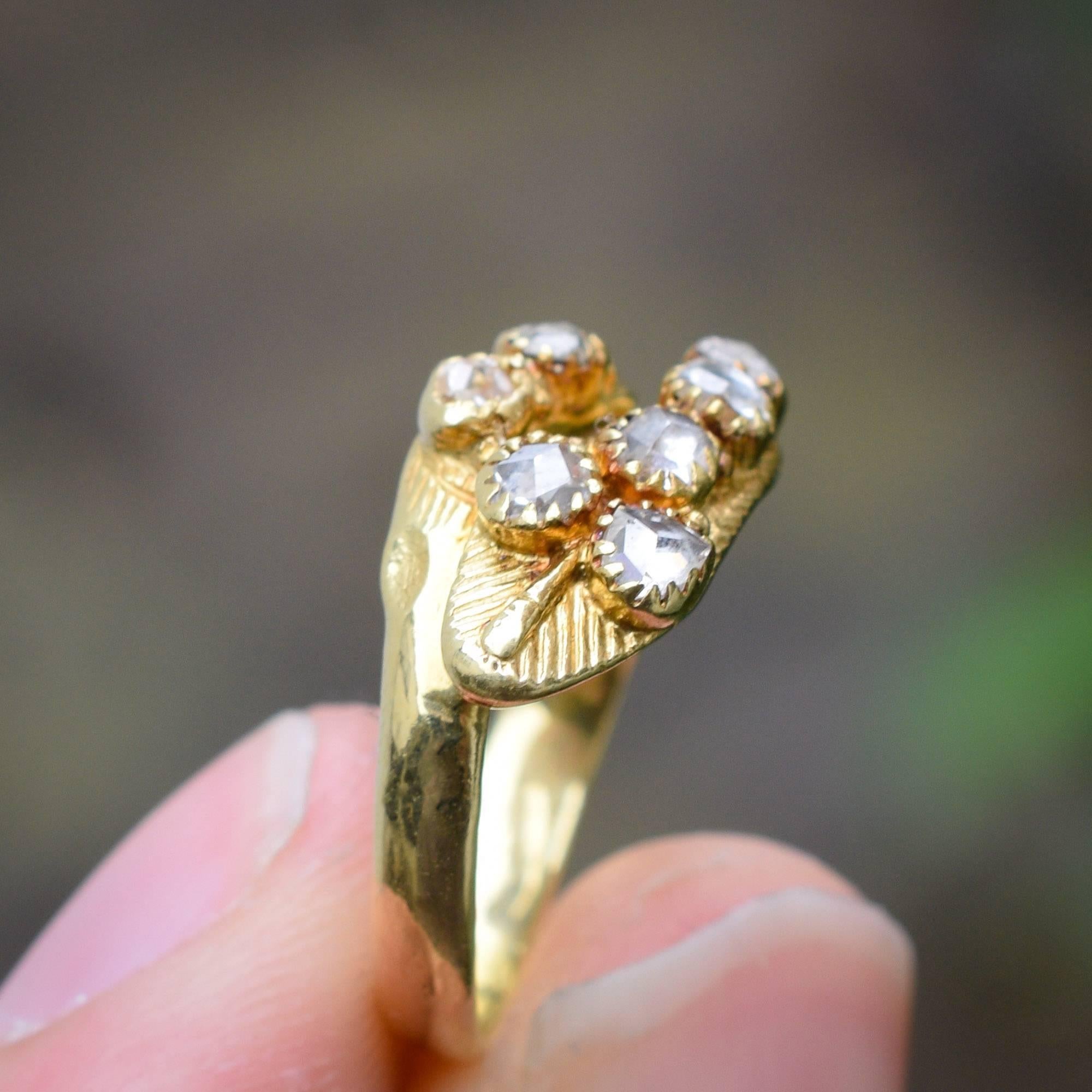 18th Century Georgian Rose Diamond Snake Ring 1