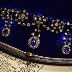 Victorian Sapphire 14.4 Carat Diamond Collar Necklace
