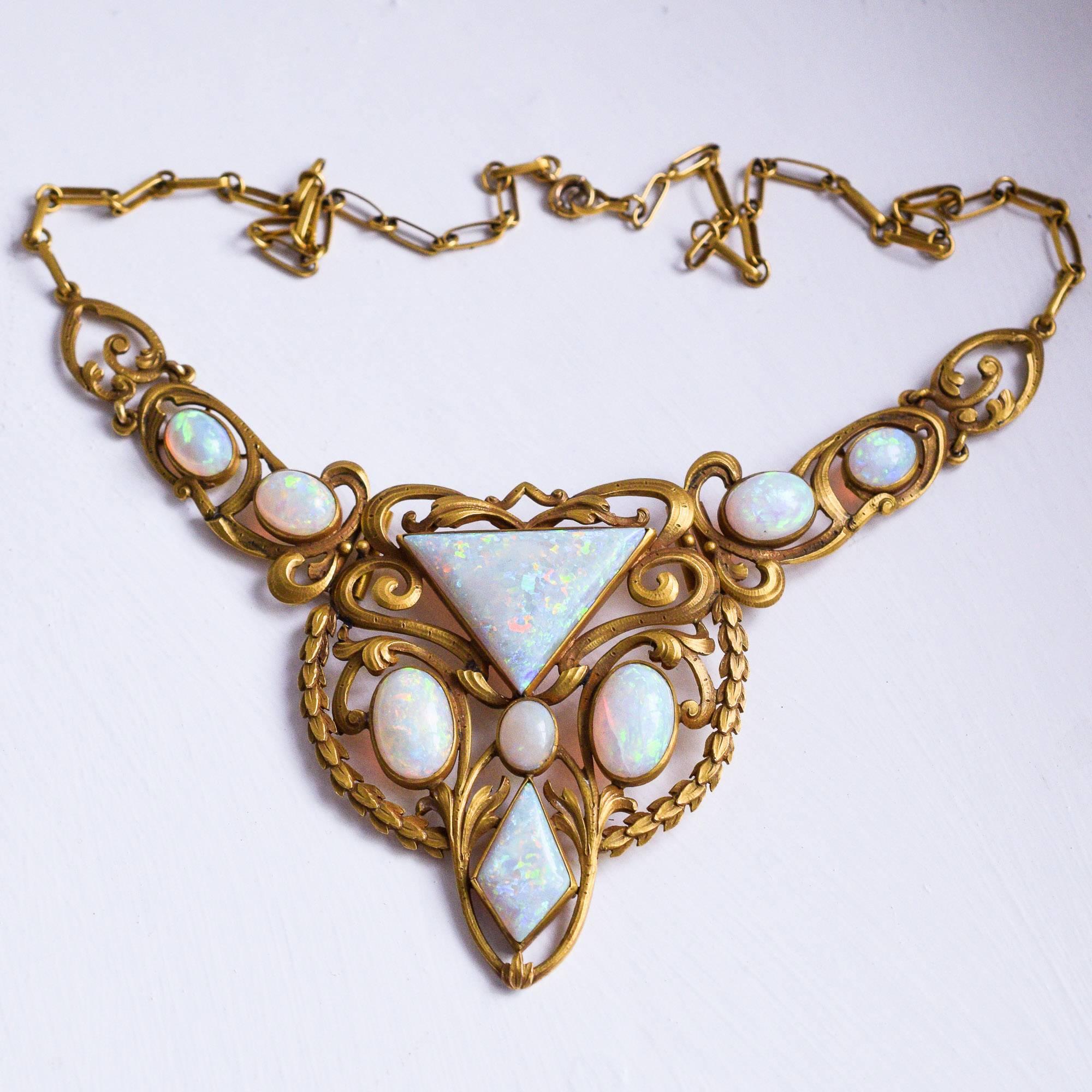 Antique Art Nouveau Opal Necklace 3