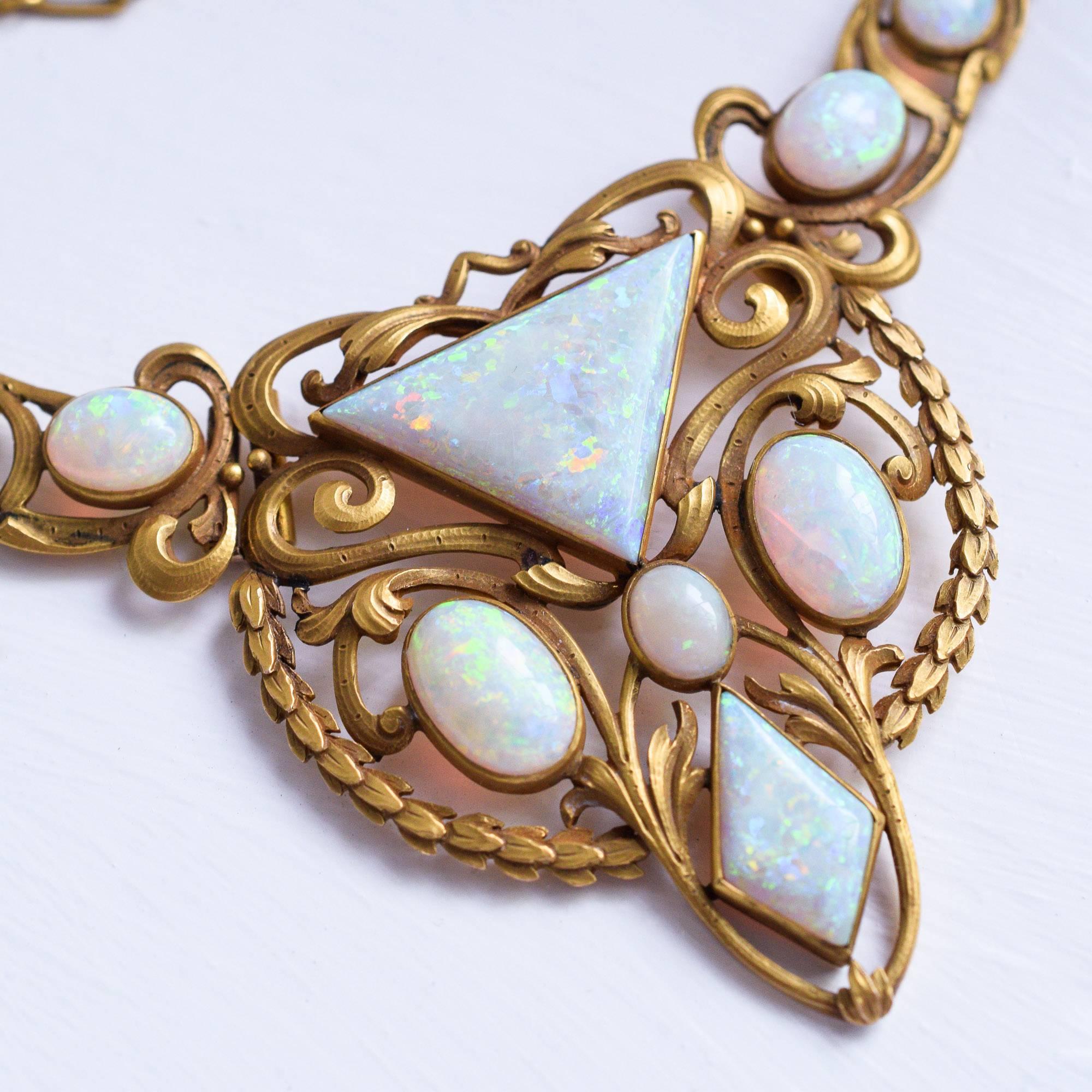 Antique Art Nouveau Opal Necklace 4
