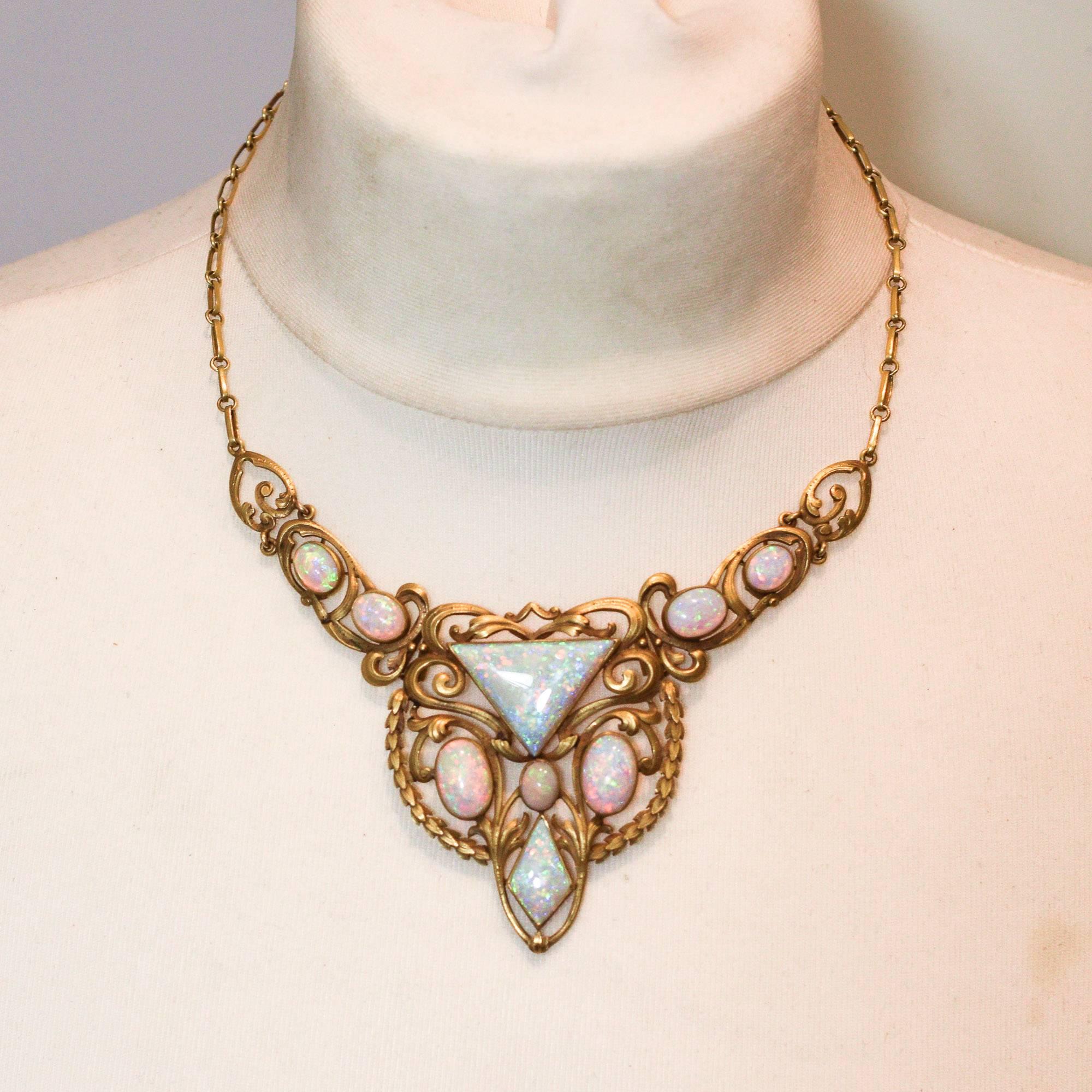 Antique Art Nouveau Opal Necklace 5