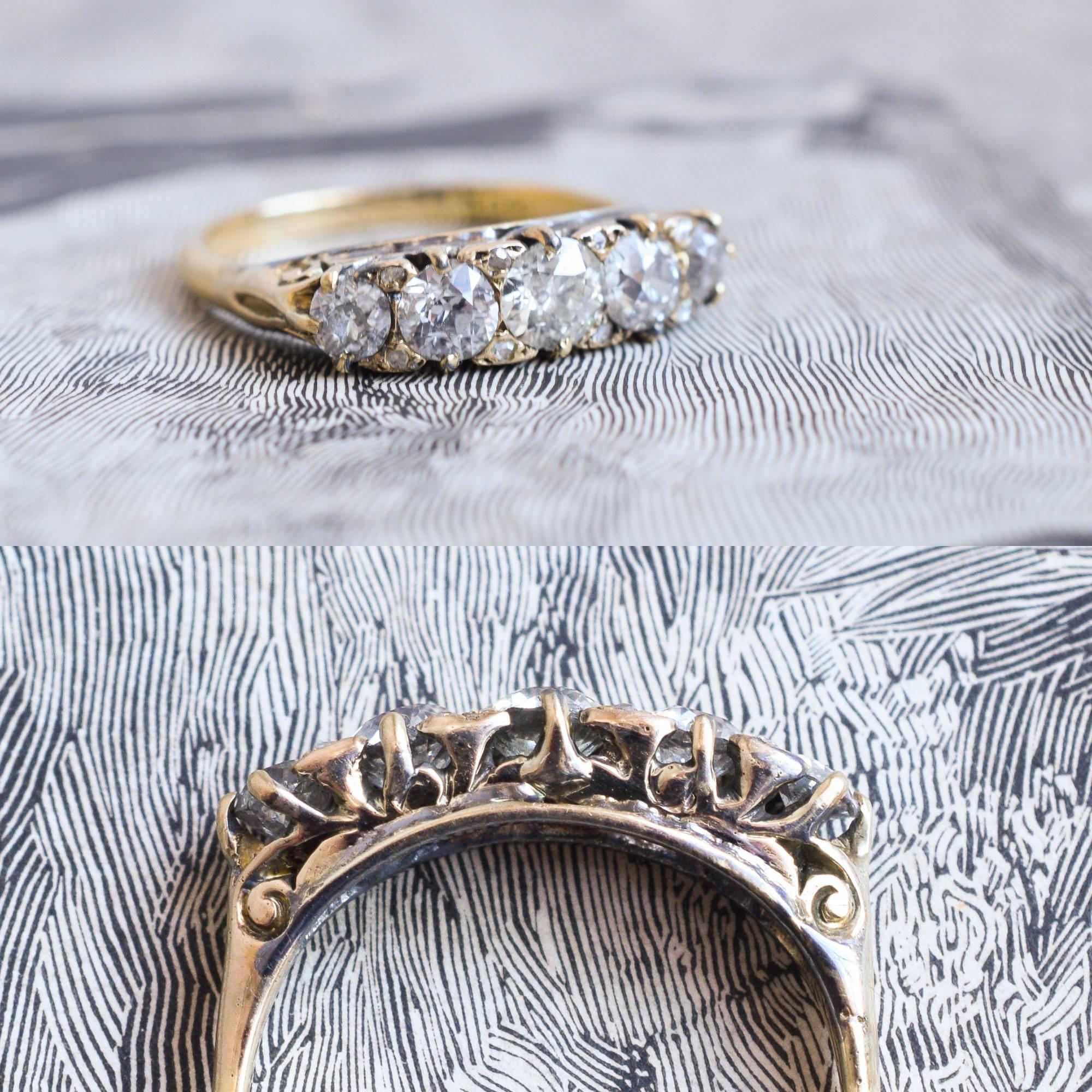 Mid-Victorian 1.75 Carat Diamond Five-Stone Ring 1