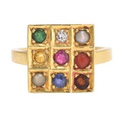 Retro 1950s Multi-Gem Navaratna Ring