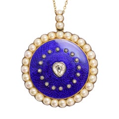 Georgian Diamond Pearl Round Locket