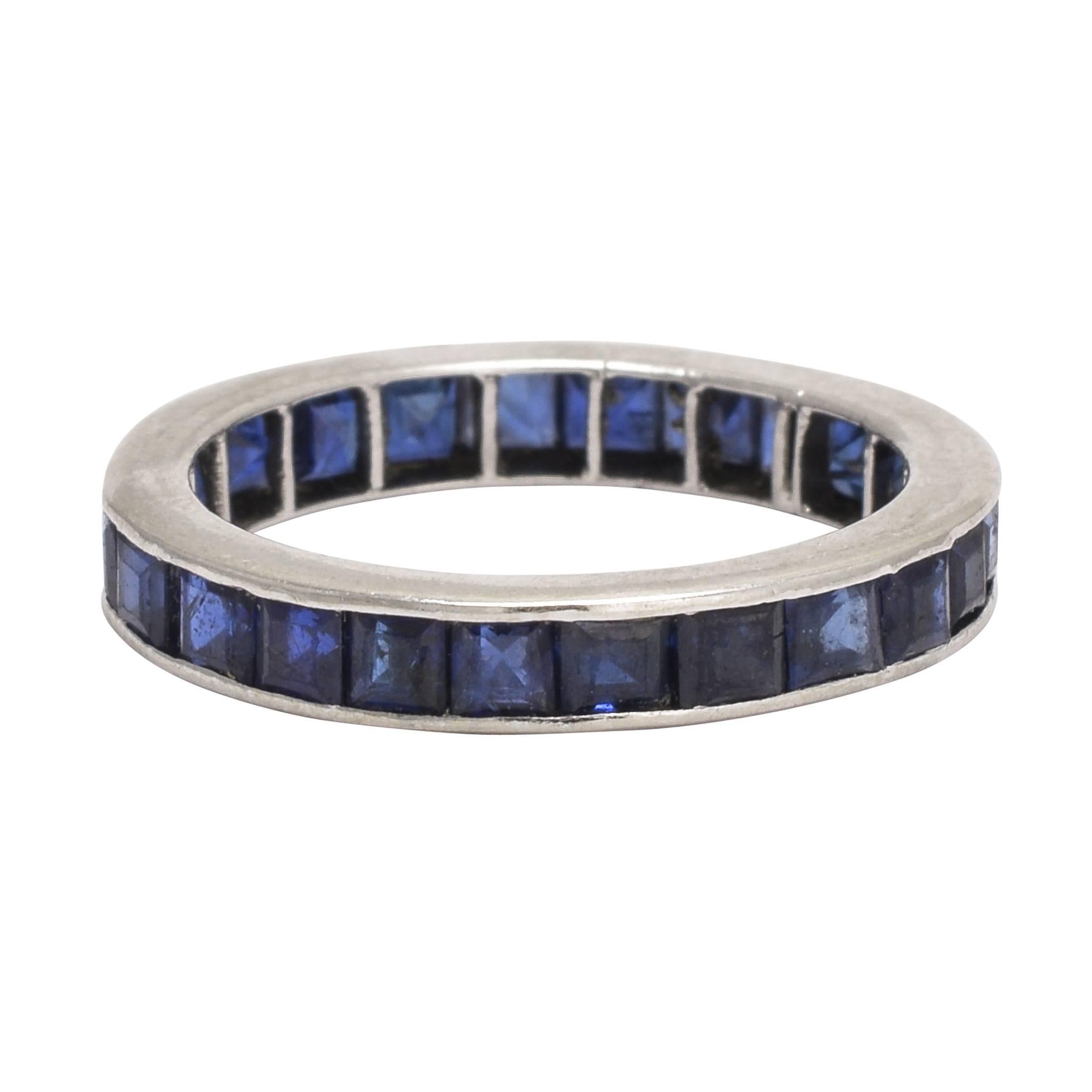 Art Deco Blue Sapphire Eternity Ring