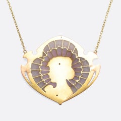 Art Nouveau Plique-á-jour Lady Necklace