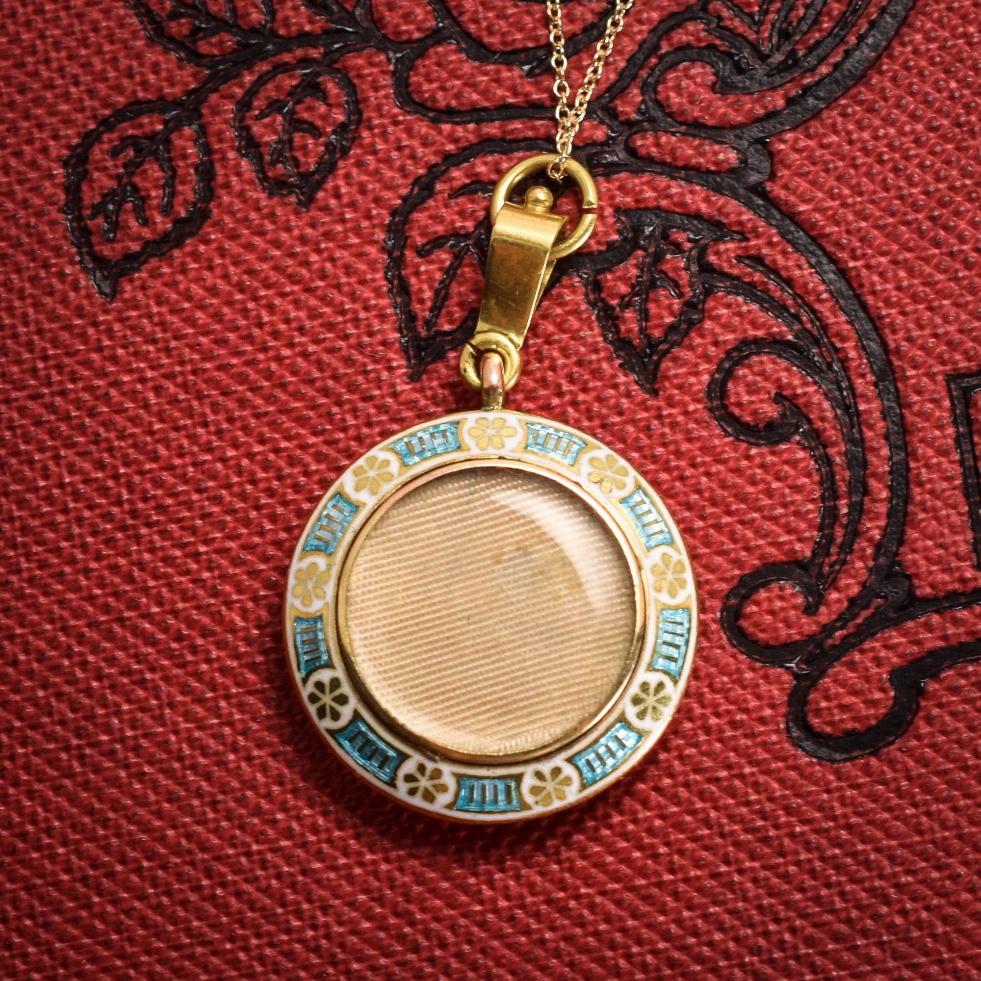 Women's Edwardian Enamelled Round Locket by Child & Child of London