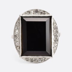 Art Deco Onyx Diamond Cocktail Ring