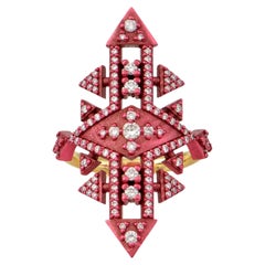 Ascent Ring in Dark Rose Petal Pink Nano-Ceramic Coated 18 Kt Gold with Diamonds