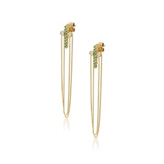 Cross Earrings in 18 Karat Yellow Gold with Diamonds And Emeralds