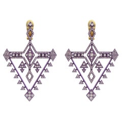 Boucles d'oreilles « Ascent » en or 18 carats recouvert d'un revêtement nano-céramique violet, serties de diamants