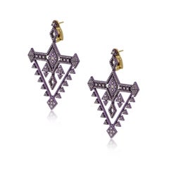 Ascent Earrings in Purple Nano-Ceramic Coated 18 Karat Gold with Diamonds