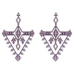 Ascent Earrings in Purple Nano-Ceramic Coated 18 Karat Gold with Diamonds
