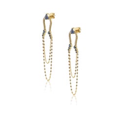 Midnight Rain Earrings in 14 & 18 Karat Yellow Gold with Diamonds And Sapphires