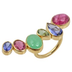 Multi-stone Ring in 18 Karat Yellow Gold With Tourmalines, Tanzanites And More