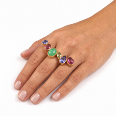 Multi-stone Ring in 18 Karat Yellow Gold With Tourmalines, Tanzanites And More