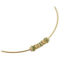 Collier ras-du-cou « Threads Of Gems » en or jaune 18 carats, serti de diamants et de tsavorites