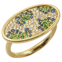 Leopard Print Ring in 18 Karat Gold With Diamonds, Tsavorites, Sapphires