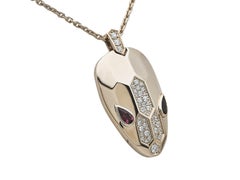 Bvlgari Serpenti Seduttori 18K Rose Gold, Diamond, & Rubellite Pendant Necklace
