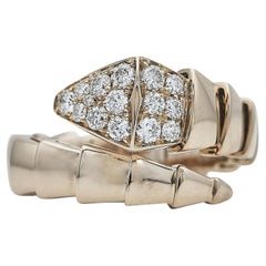 Bvlgari Serpenti Viper-Ring aus 18-karätigem Roségold und Diamanten, Größe M