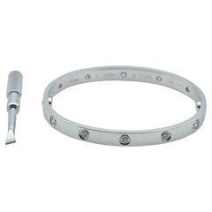 Cartier Love Bracelet Classic Model 18K White Gold 10 Diamond Size 18