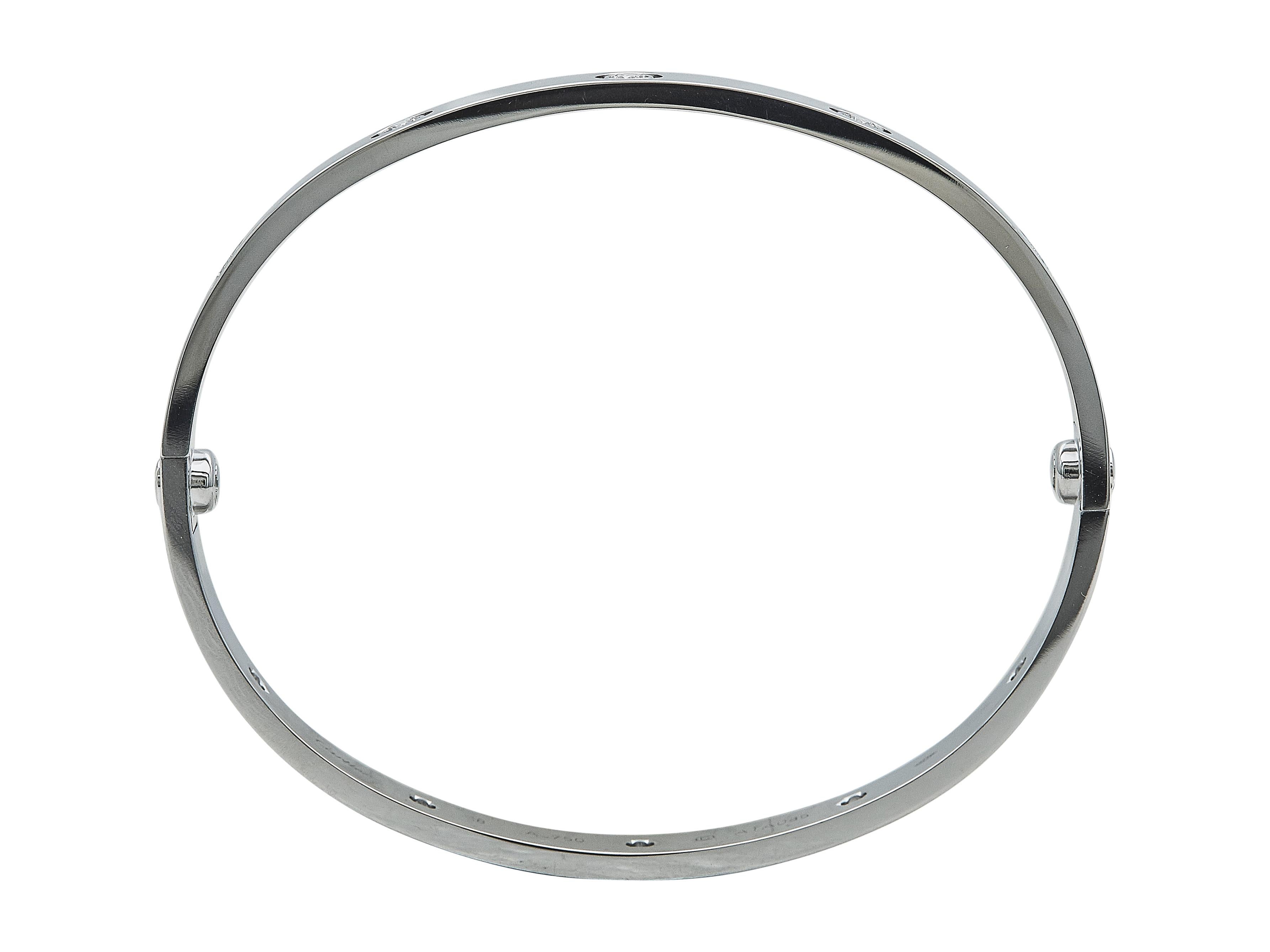 Taille ronde Cartier Love Bracelet Modèle Classique Or Blanc 18K 10 Diamants Taille 18 en vente